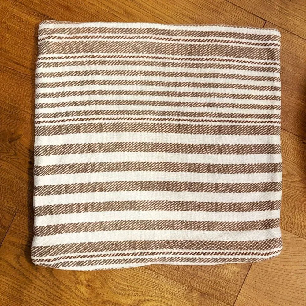 Dash & Albert Stripe Pillow Cover 20” x 20” 100% Cotton Khaki